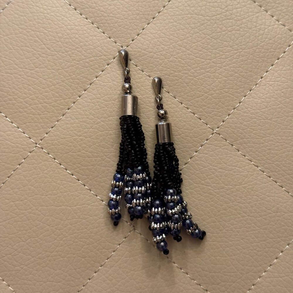Sophisticated Indian Seed Bead Tassel Earrings